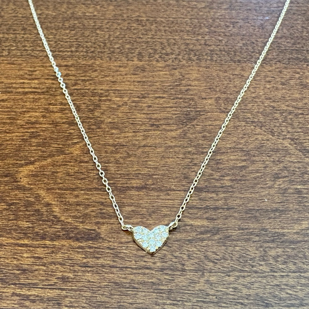 Gorjana Diamond Pavé Mini Heart Necklace, 14K Solid Gold